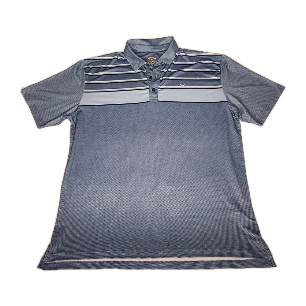 Callaway Opti-Dri Men's Golf Polo Shirt XL Blue Striped Short Sleeve Performance